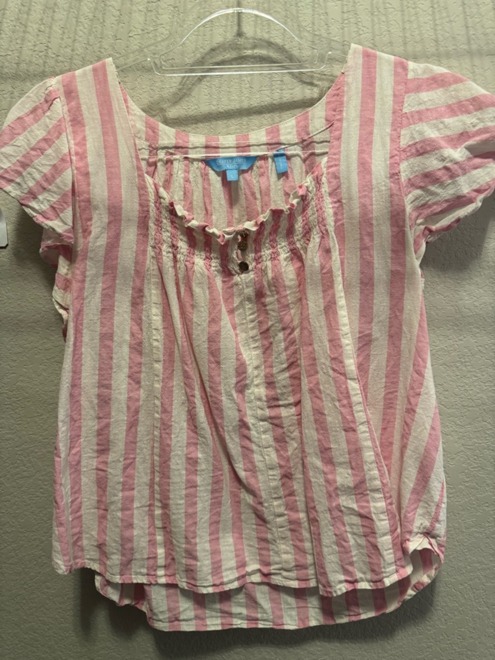 Draper James Pink and White Striped Girls' Short Sleeve Top